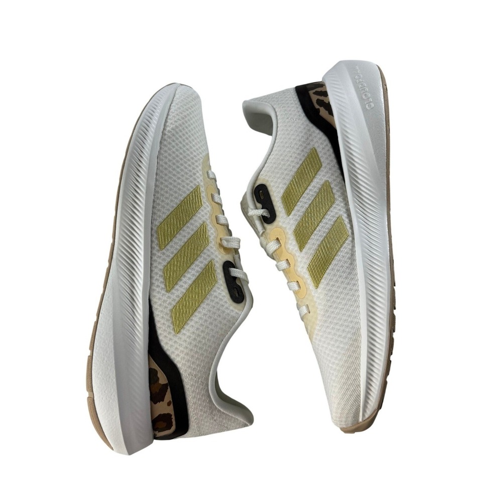 Adidas Runfalcon 3.0 W Womens‎ Running Shoes White Gold Leopard Size 8 New Box - Picture 2 of 11